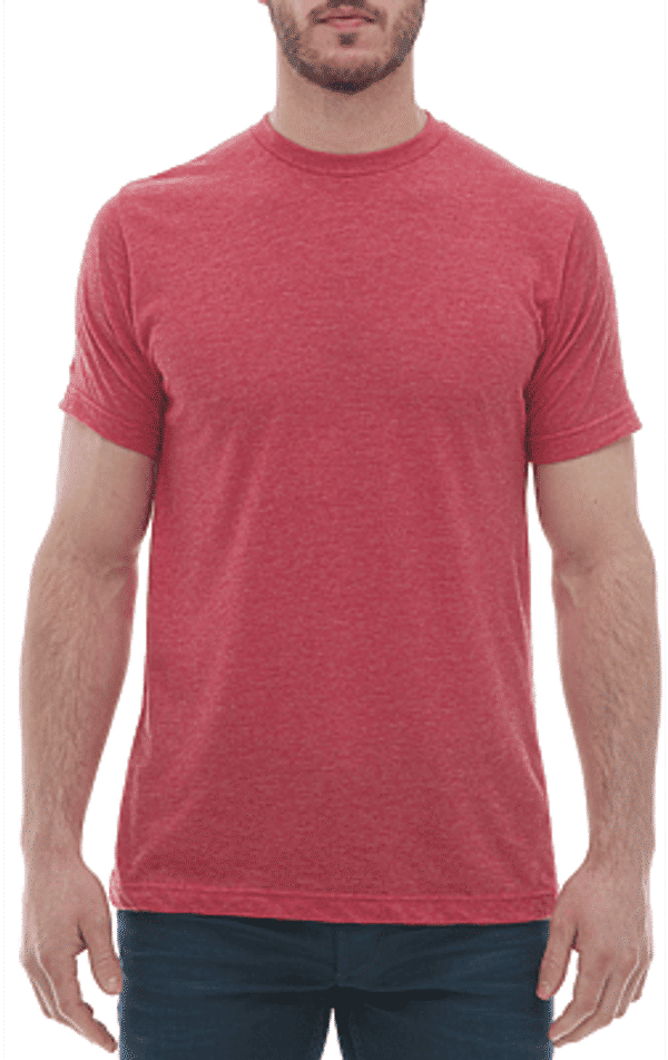 Am image of a Custom M and O Mens Deluxe Blend T Shirt in Heather Red!