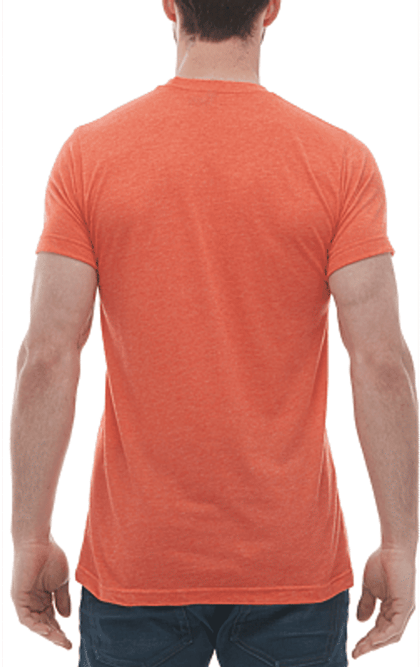 Am image of a Custom M and O Mens Deluxe Blend T Shirt in Heather Orange!