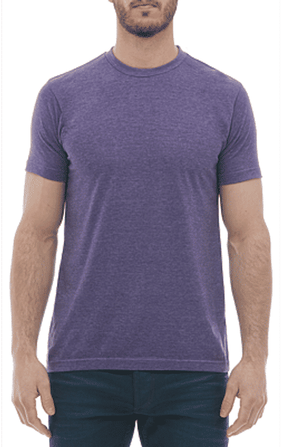 Am image of a Custom M and O Mens Deluxe Blend T Shirt in Heather Purple!