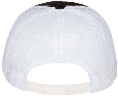 Am image of a Custom Yupoong Five Panel Classic Trucker Cap in Black/White!