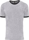 Am image of a Custom Next Level Unisex Ringer T Shirt in Heather Gray/Black!