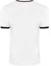 Am image of a Custom Next Level Unisex Ringer T Shirt in Natural/Black!