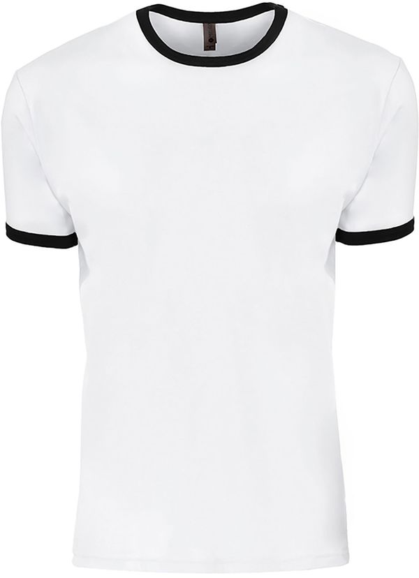 Am image of a Custom Next Level Unisex Ringer T Shirt in White/Black!