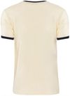 Am image of a Custom Next Level Unisex Ringer T Shirt in Natural/Midnight Navy!