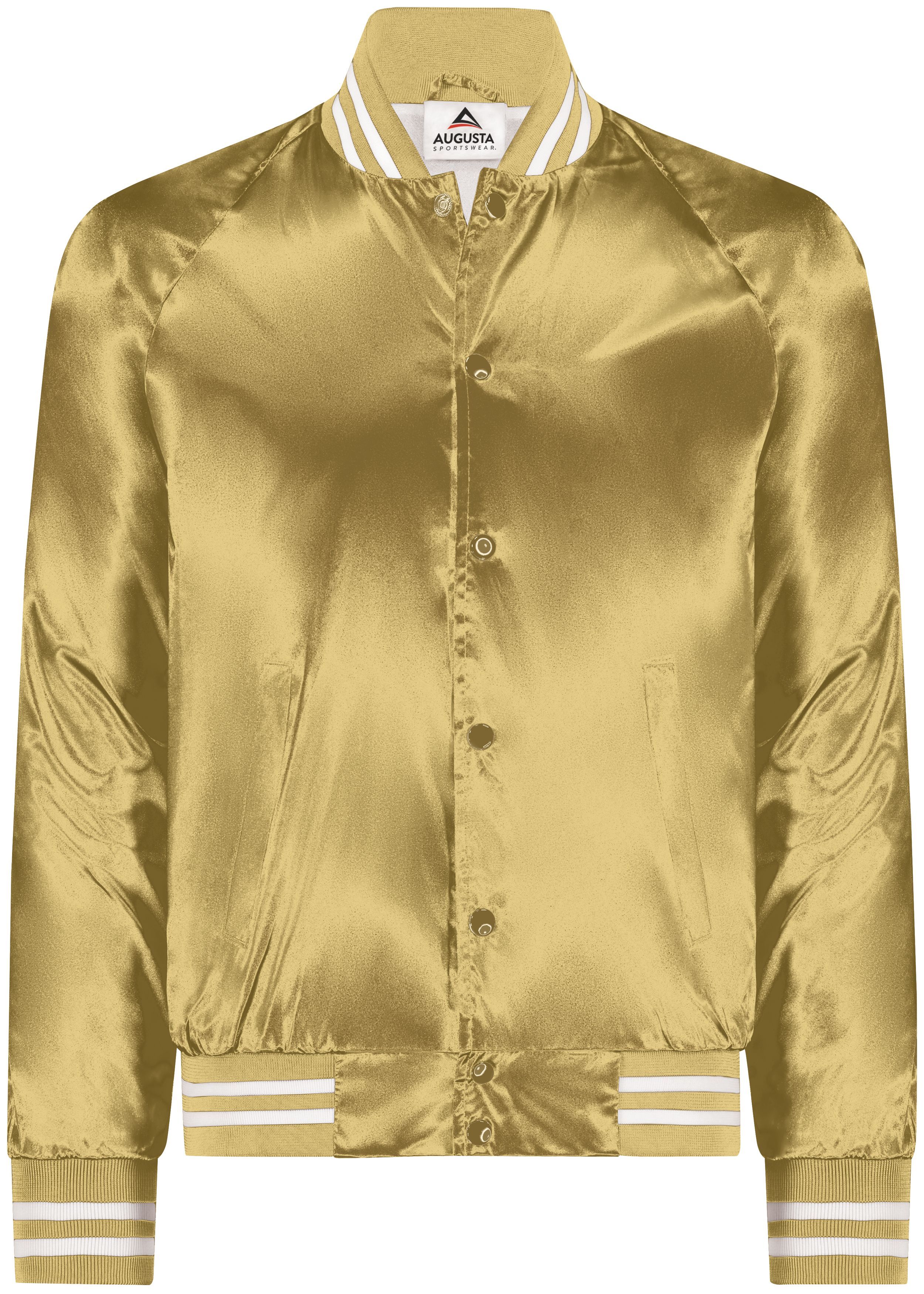 Augusta Sportswear Satin Baseball Jacket in Metallic Gold/White