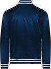 Am image of a Custom Augusta Sportswear Satin Baseball Jacket in Navy/White!
