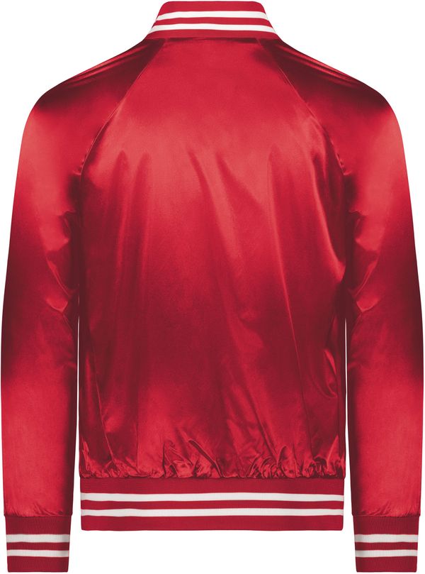 Am image of a Custom Augusta Sportswear Satin Baseball Jacket in Red/White!