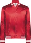 Am image of a Custom Augusta Sportswear Satin Baseball Jacket in Red/White!