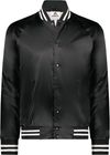 Am image of a Custom Augusta Sportswear Satin Baseball Jacket in Black/White!