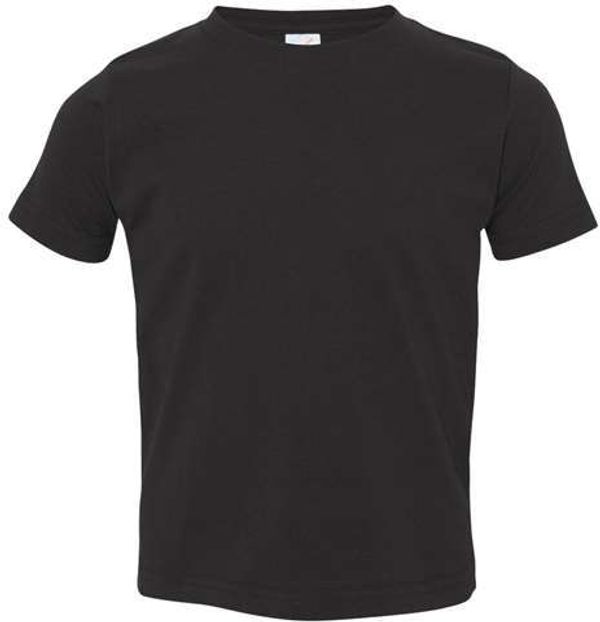 Am image of a Custom Rabbit Skins Toddler Fine Jersey Tee in Black!
