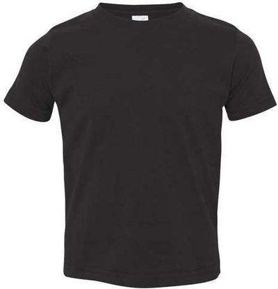Am image of a Custom Rabbit Skins Toddler Fine Jersey Tee in Black!