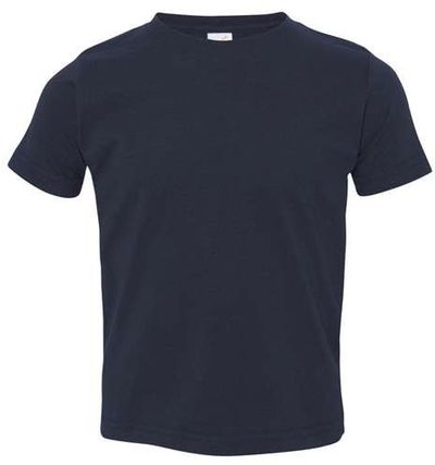 Am image of a Custom Rabbit Skins Toddler Fine Jersey Tee in Navy!