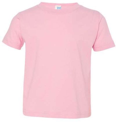Am image of a Custom Rabbit Skins Toddler Fine Jersey Tee in Pink!