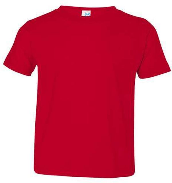 Am image of a Custom Rabbit Skins Toddler Fine Jersey Tee in Red!