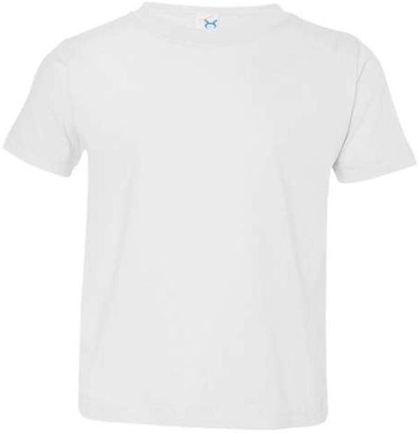 Am image of a Custom Rabbit Skins Toddler Fine Jersey Tee in White!