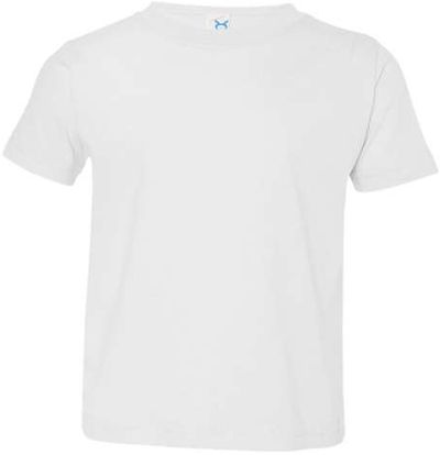 Am image of a Custom Rabbit Skins Toddler Fine Jersey Tee in White!