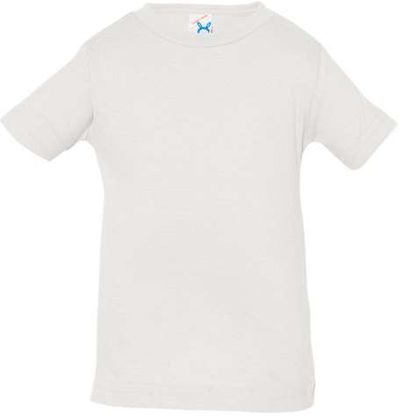 Am image of a Custom Rabbit Skins Infant Fine Jersey Tee in White!