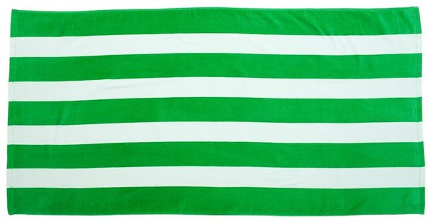 Am image of a Custom Cabana Stripe Velour Beach Towel in Kelly!