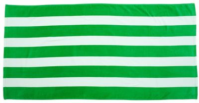 Am image of a Custom Cabana Stripe Velour Beach Towel in Kelly!