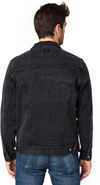 Am image of a Custom Threadfast Unisex Denim Jacket in Black Denim!