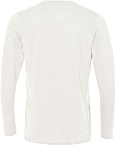 Am image of a Custom Gildan Performance Long Sleeve T Shirt in White!