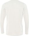 Am image of a Custom Gildan Performance Long Sleeve T Shirt in White!