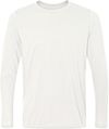 Am image of a Custom Gildan Performance Long Sleeve T Shirt in White!