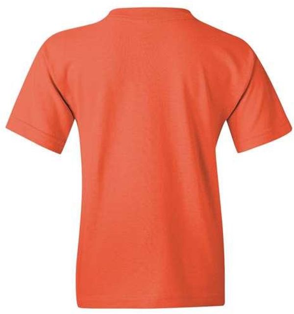 Am image of a Custom Gildan Heavy Cotton Youth T Shirt in Coral Silk!