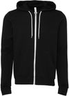 Am image of a Custom Bella and Canvas Poly Cotton Fleece Full Zip Hoodie in DTG Black!
