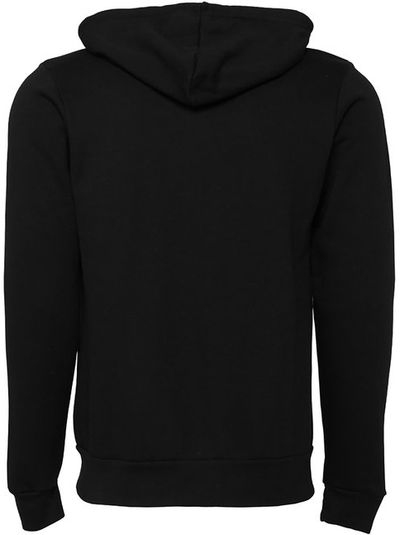 Am image of a Custom Bella and Canvas Poly Cotton Fleece Full Zip Hoodie in DTG Black!