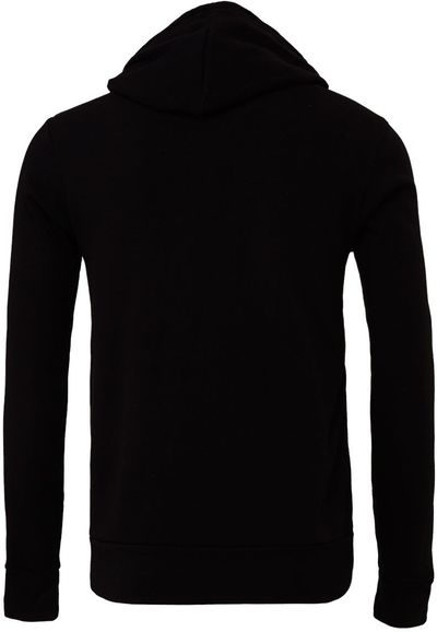 Am image of a Custom Bella and Canvas Unisex Sponge Fleece Pullover Hoodie in Black!