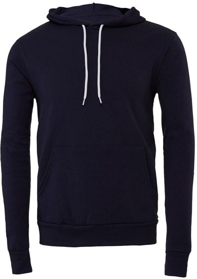 Am image of a Custom Bella and Canvas Unisex Sponge Fleece Pullover Hoodie in Navy!