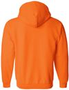 Am image of a Custom Gildan Heavy Blend Full Zip Hooded Sweatshirt in Safety Orange!