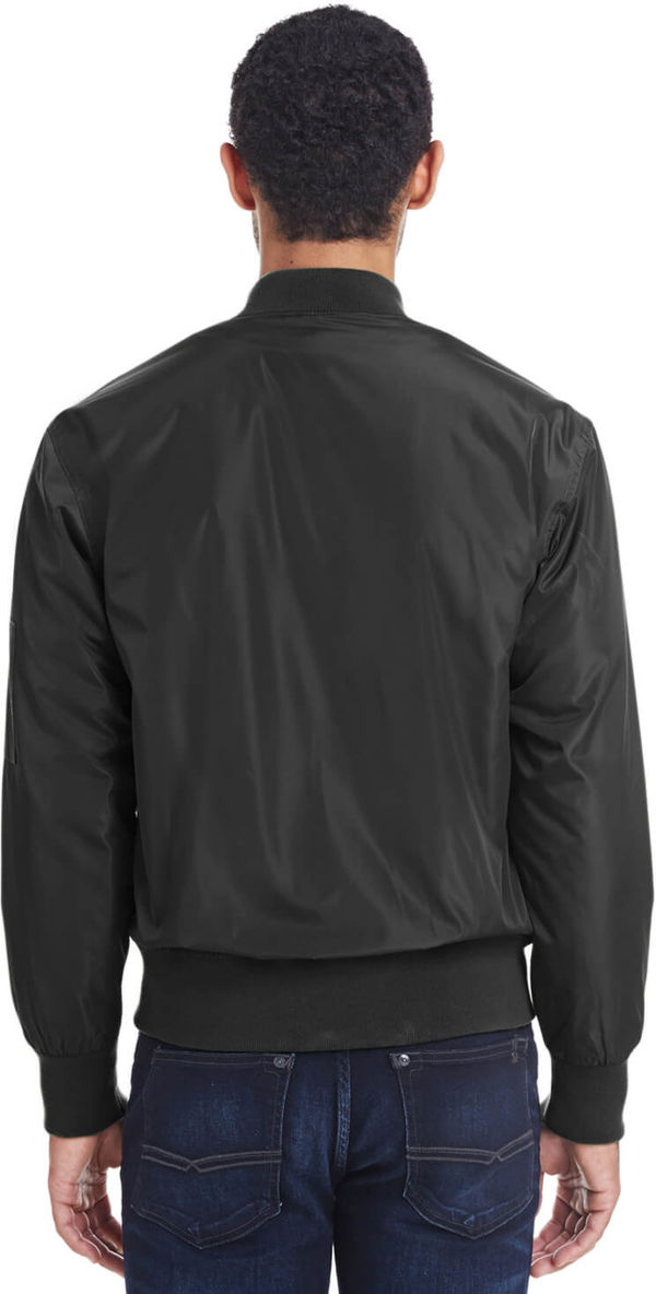 Am image of a Custom Threadfast Unisex Bomber Jacket in Black!