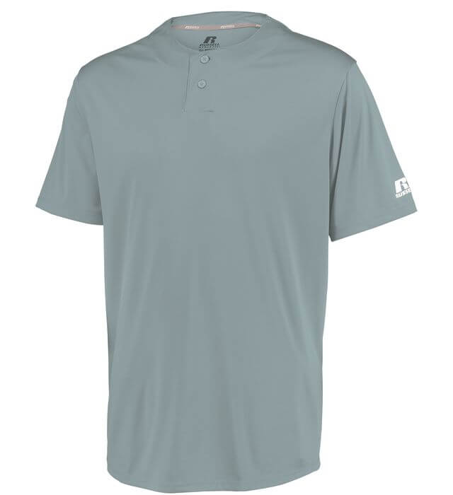 Russell Athletic Performance Two Button Solid Jersey in Baseball Grey