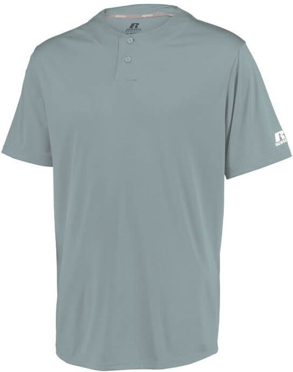 Am image of a Custom Russell Athletic Performance Two Button Solid Jersey in Baseball Grey!