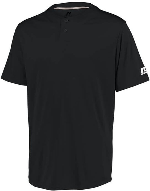 Am image of a Custom Russell Athletic Performance Two Button Solid Jersey in Black!