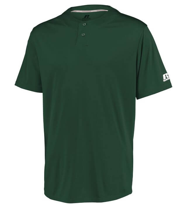 Russell Athletic Performance Two Button Solid Jersey in Dark Green
