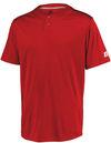 Am image of a Custom Russell Athletic Performance Two Button Solid Jersey in True Red!