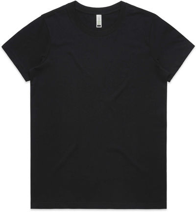 Am image of a Custom AS Colour Women's Maple Organic Tee in Black!