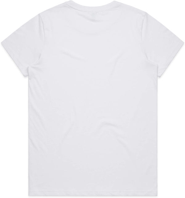 Am image of a Custom AS Colour Women's Maple Organic Tee in White!