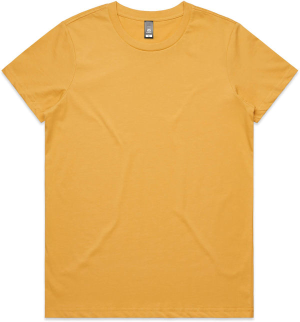 Am image of a Custom AS Colour Women's Maple Tee in Mustard!