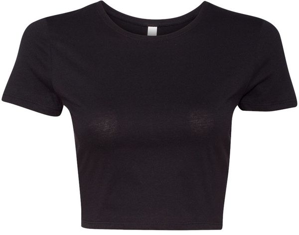 Am image of a Custom Bella and Canvas Womens Crop Tee in Black!