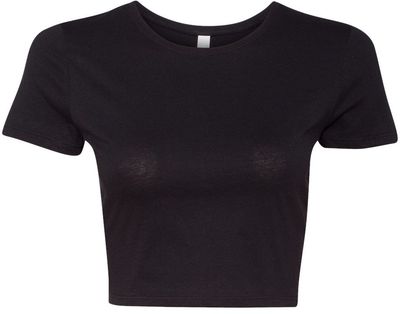 Am image of a Custom Bella and Canvas Womens Crop Tee in Black!
