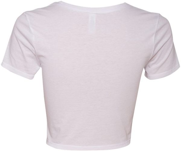 Am image of a Custom Bella and Canvas Womens Crop Tee in White!