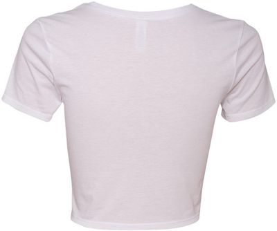 Am image of a Custom Bella and Canvas Womens Crop Tee in White!