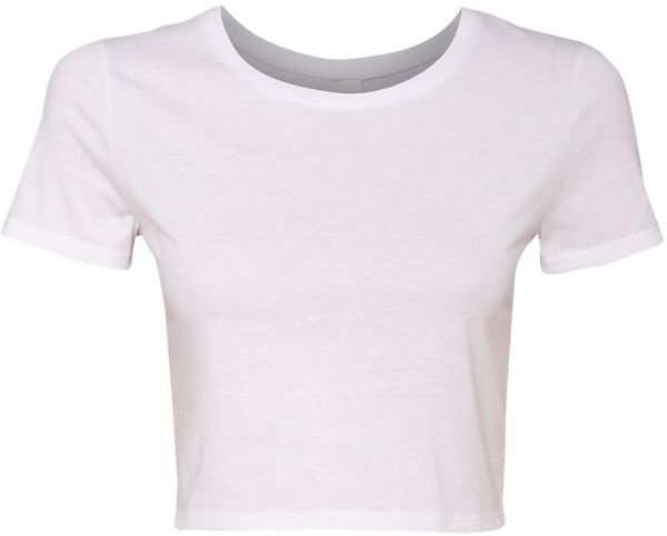 Am image of a Custom Bella and Canvas Womens Crop Tee in White!