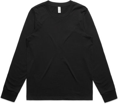 Am image of a Custom AS Colour Womens Maple Long Sleeve Tee in Black!