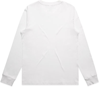 Am image of a Custom AS Colour Womens Maple Long Sleeve Tee in White!