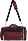 Am image of a Custom Champion All Around Duffle Bag in Maroon/Black/White!
